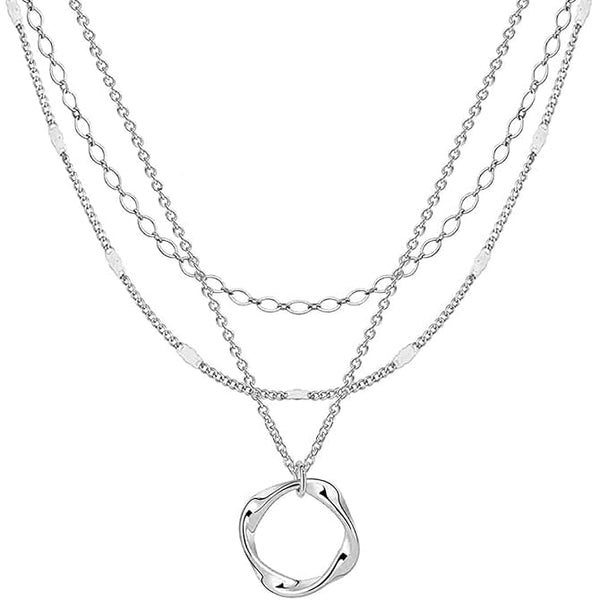 White Gold Three Row Necklace — image 1