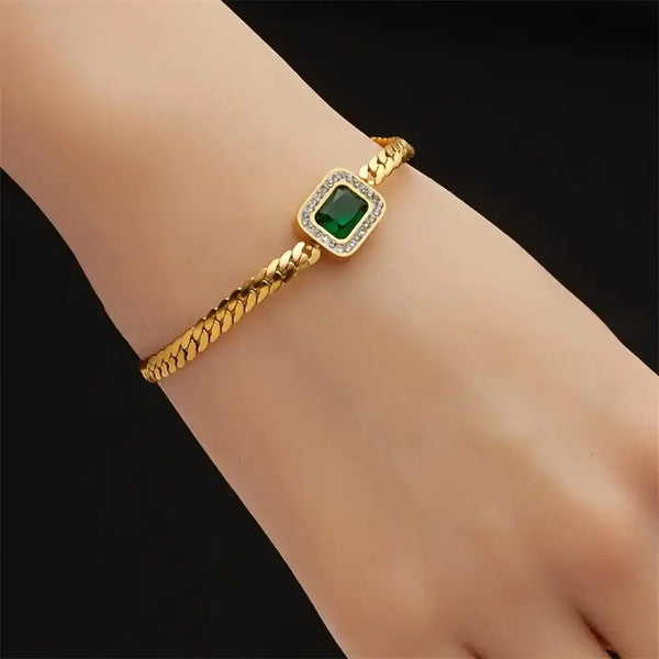 Radiant Golden Emerald Link Bracelet — image 1