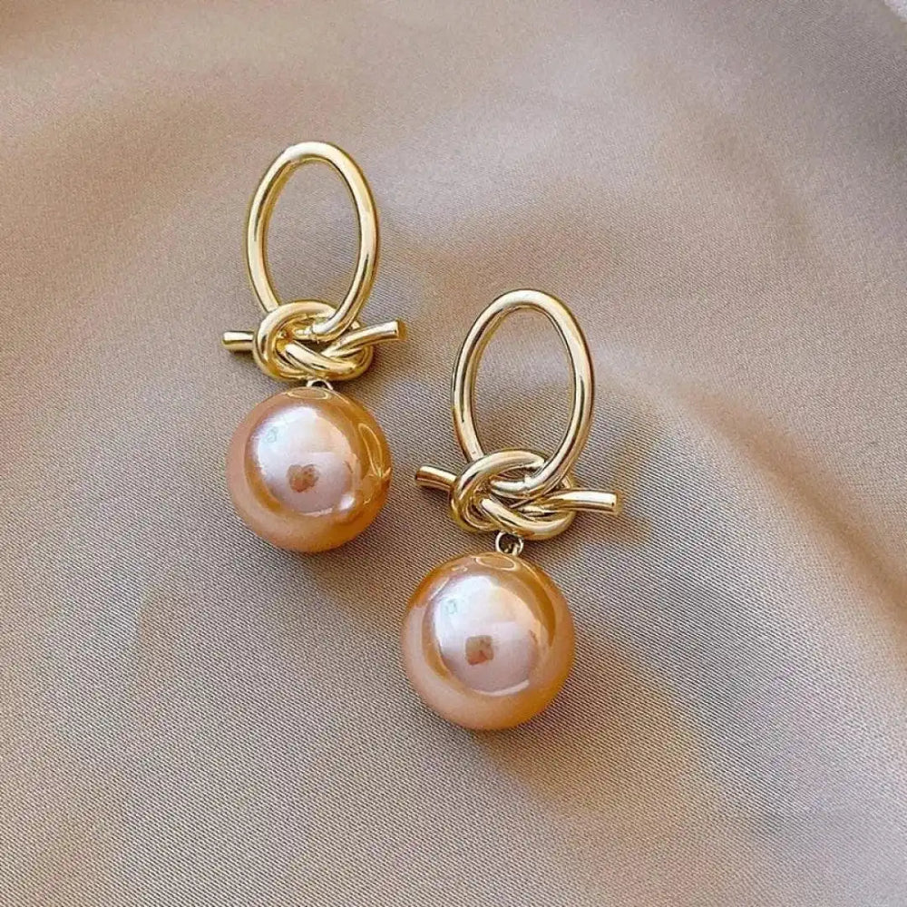 Elegant Pink Pearl Drop Earrings — image 2