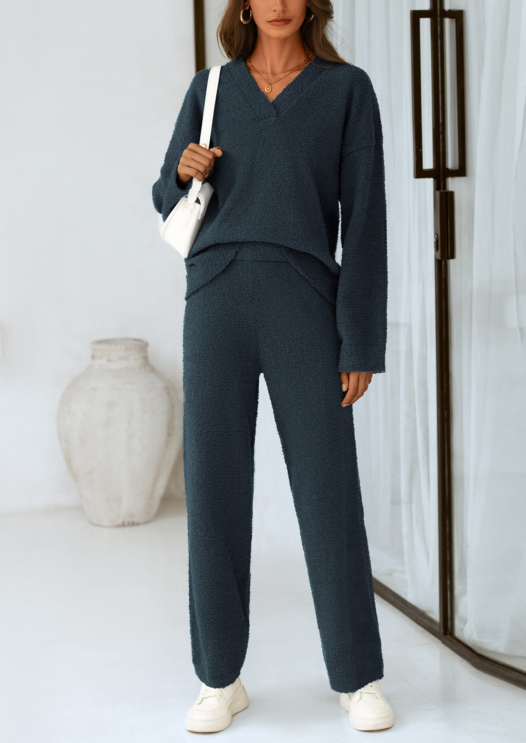 Osonn Lounge Sets for Women Two Piece Sweaters Pajama Set Fall Fashion Loungewear Outfits Matching Winter Clothes