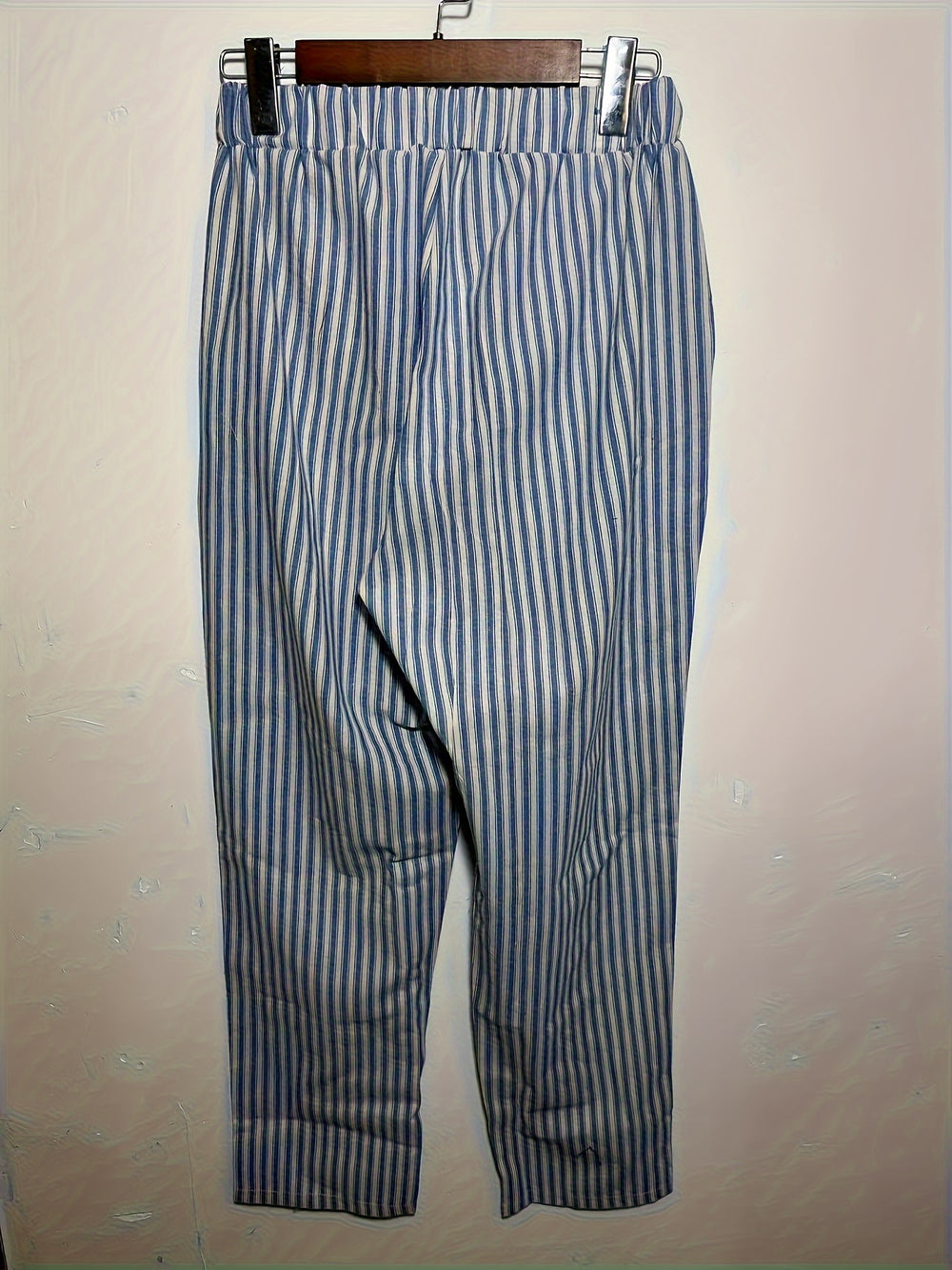 Women's Striped Wide-Leg Casual Pants - High-Waisted, Lightweight Polyester, Machine Washable, All-Season Comfort with Side Stripe Detail