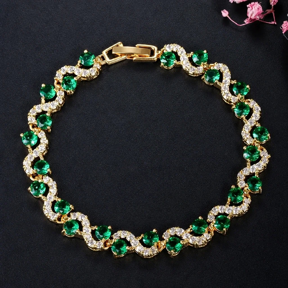 Emerald Crystal Gold Bracelet — image 2