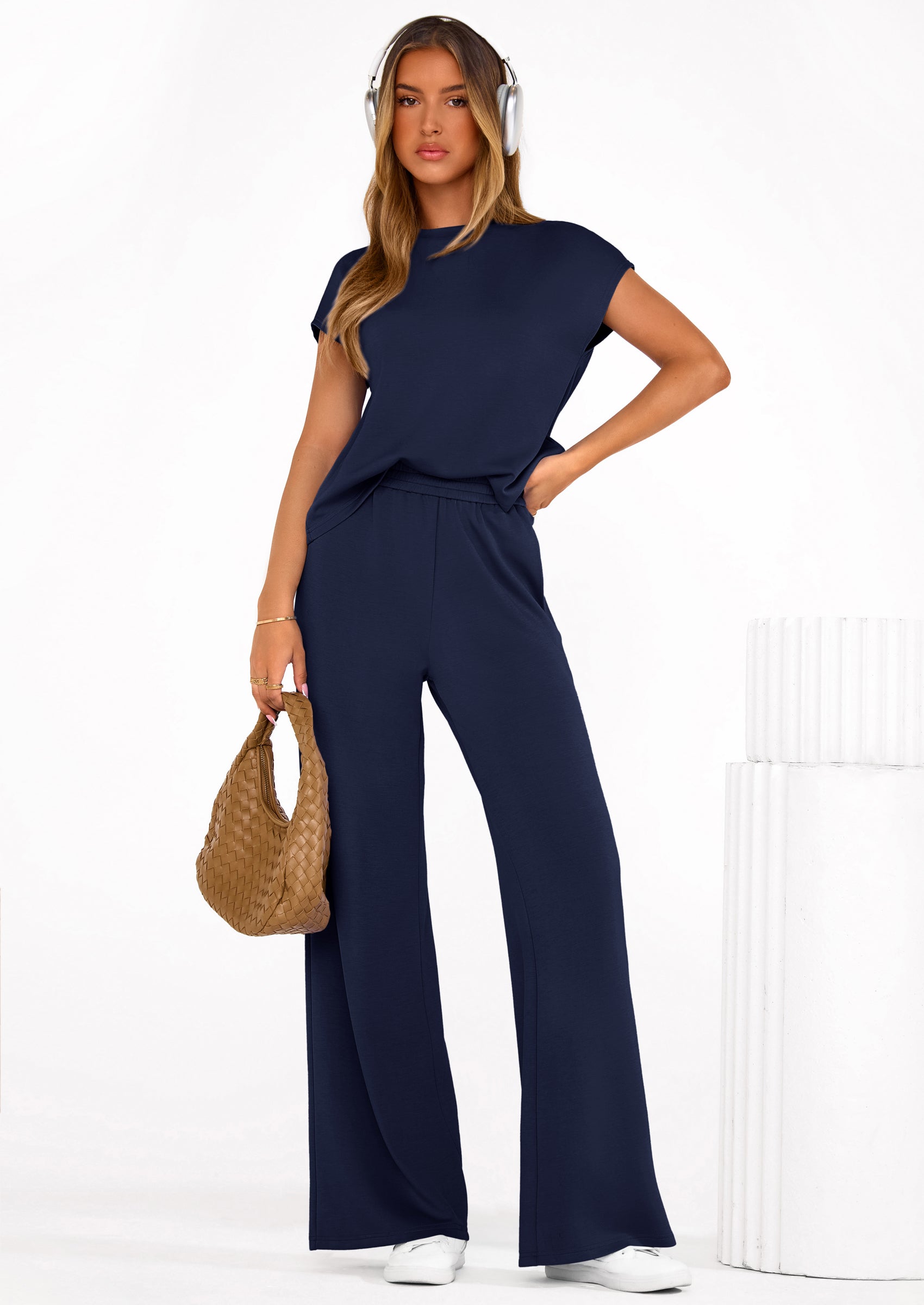 Osonn Womens 2 Piece Outfits Casual Cap Sleeve Lounge Set Summer Tracksuits Matching Sets Beach Fashion Travel Clothes