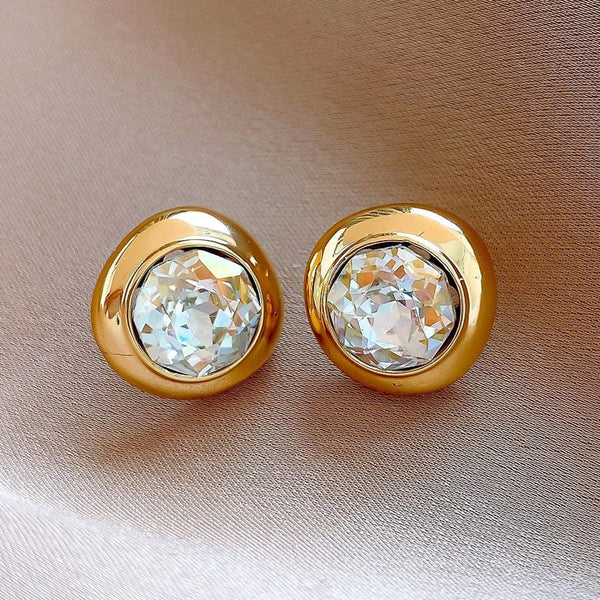 Timeless Gold Round Zirconia Earrings — image 1