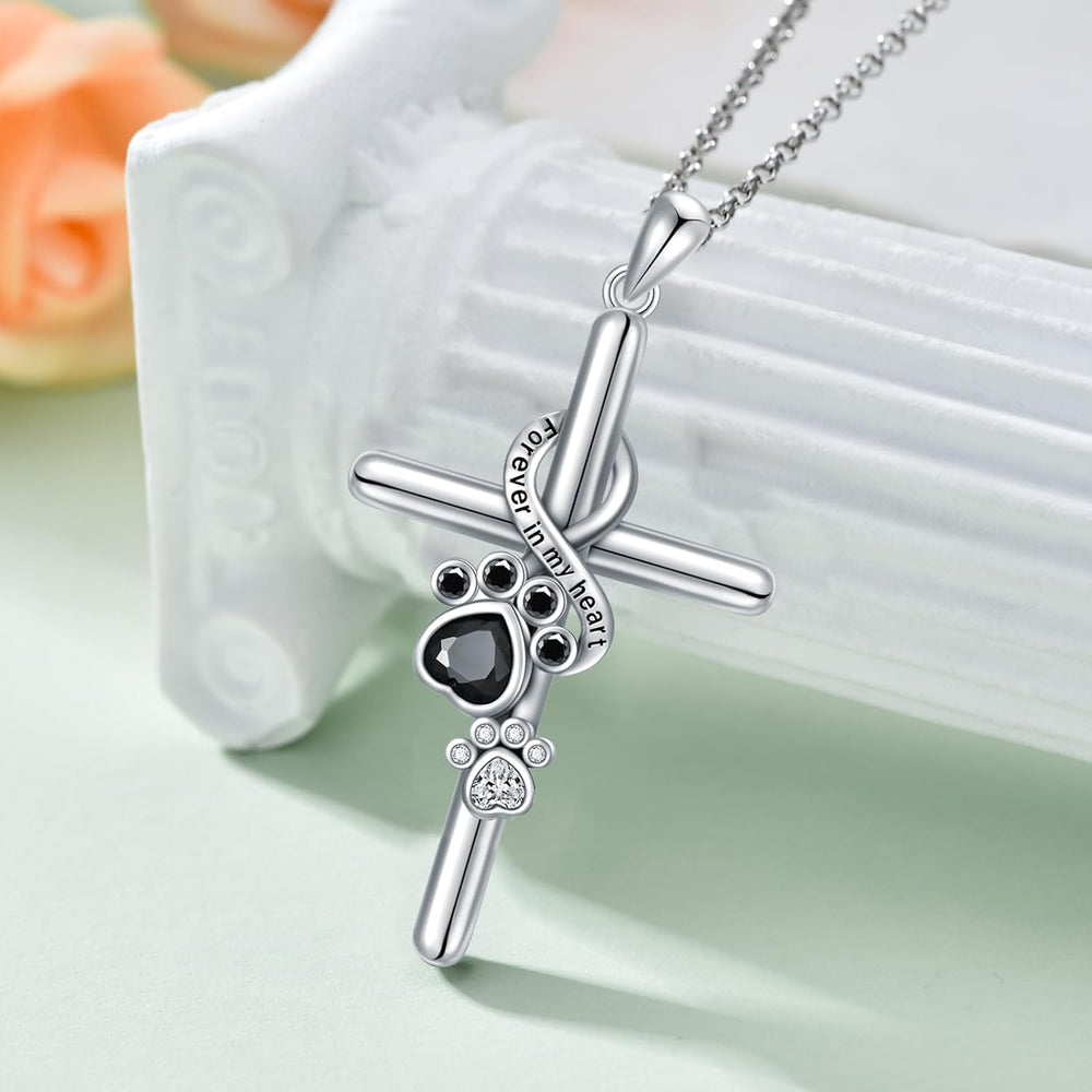 Paw Cross Pendant Necklace — image 1
