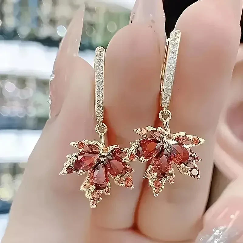 Leaf Gold Stone Earrings — image 1
