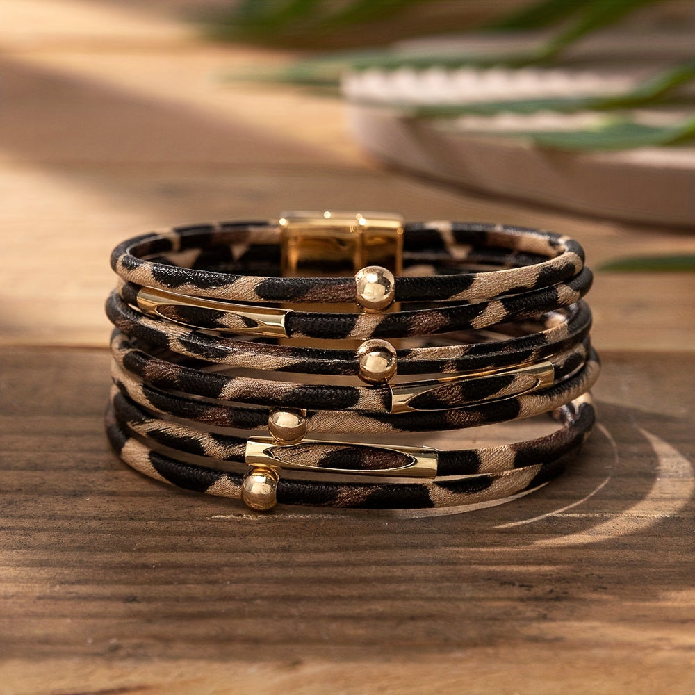 Leopard Leather Boho Bracelet — image 1