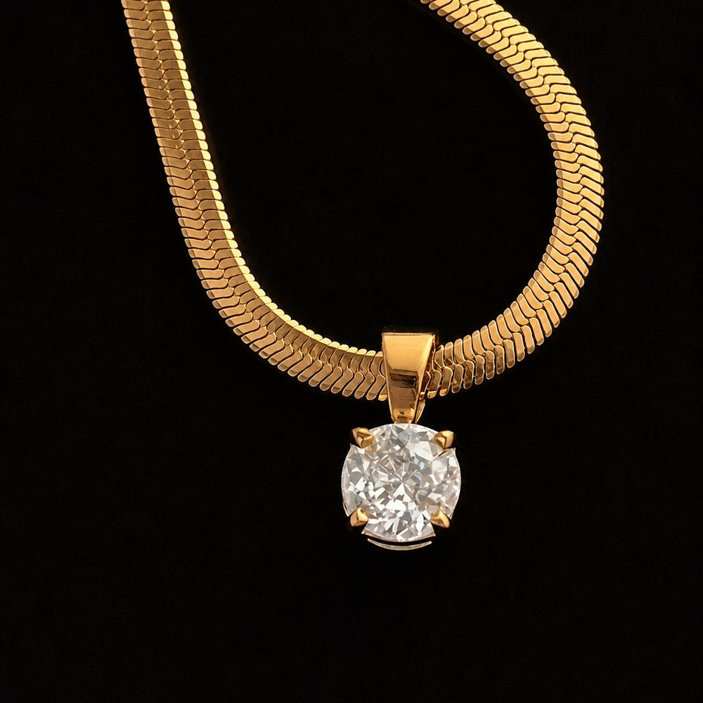 Rhinestone Gold Pendant Necklace — image 2