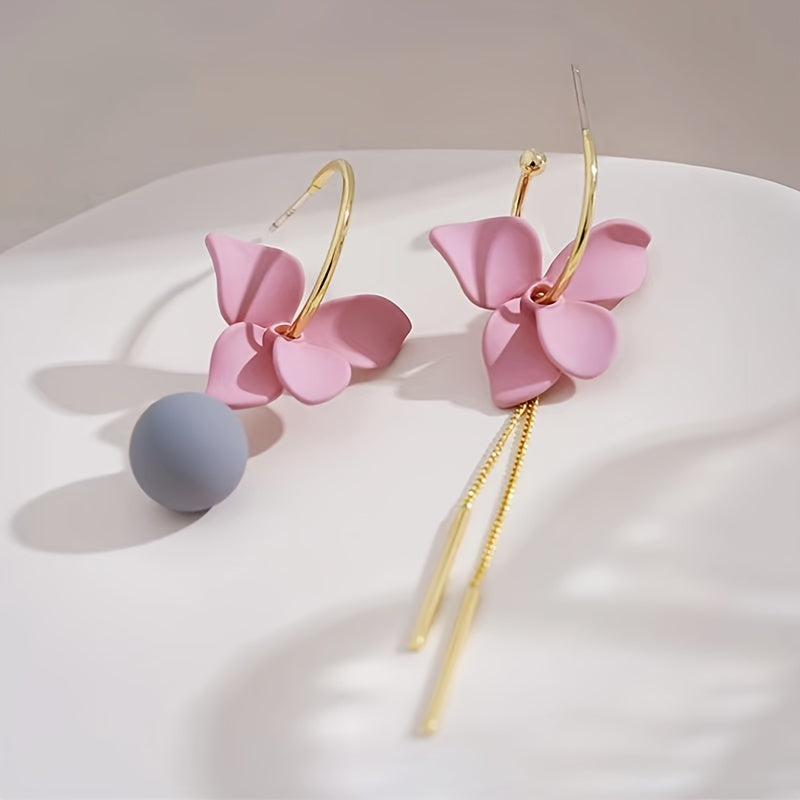 Pink Floral Drop Earrings — image 2