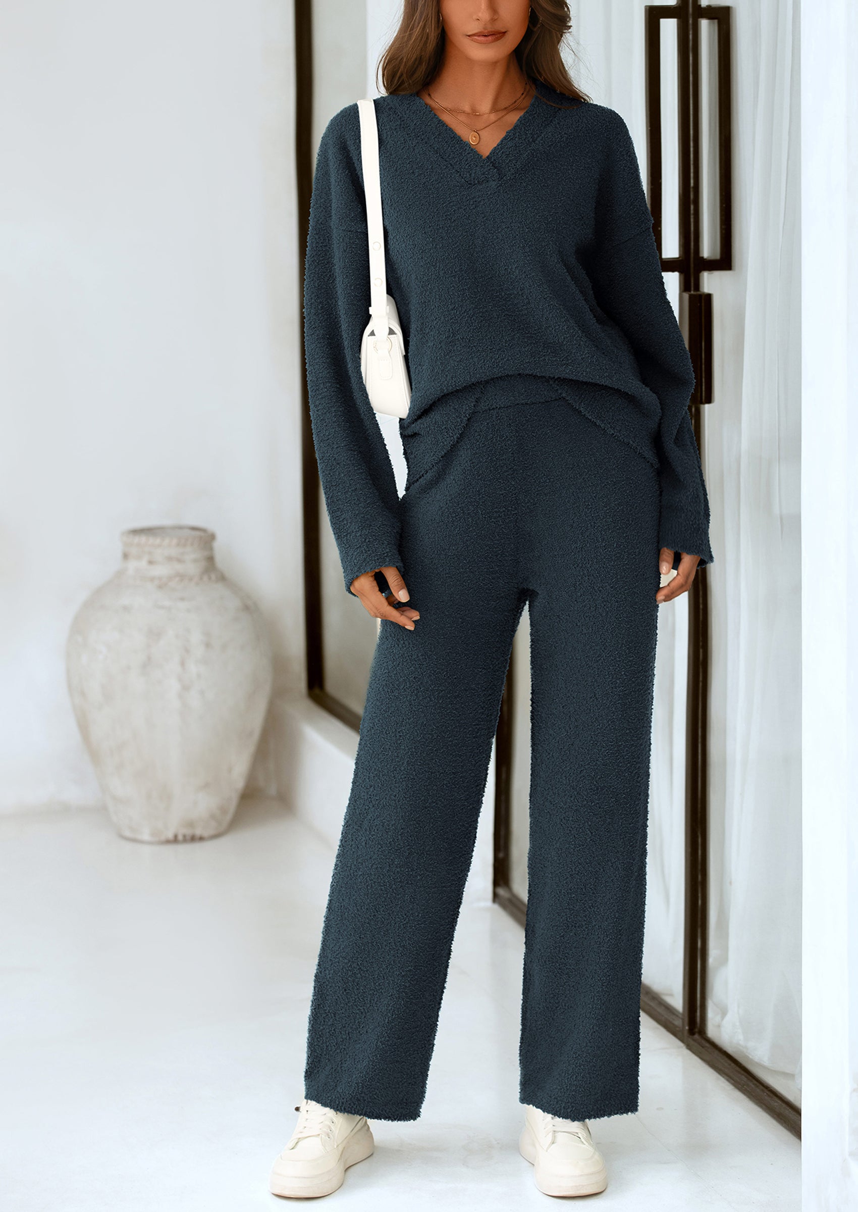 Osonn Lounge Sets for Women Two Piece Sweaters Pajama Set Fall Fashion Loungewear Outfits Matching Winter Clothes