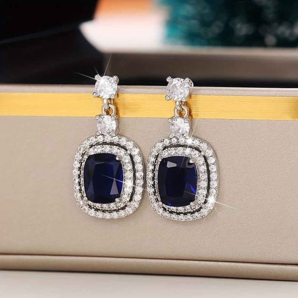 Oval Sapphire Paved Zirconia Earrings — image 2