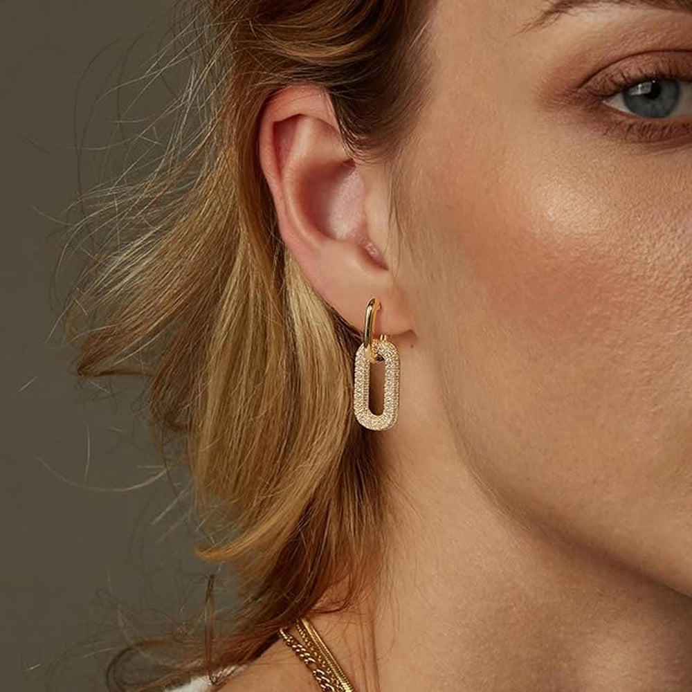 Retro Rhinestone Geometric Hoop Earrings — image 4