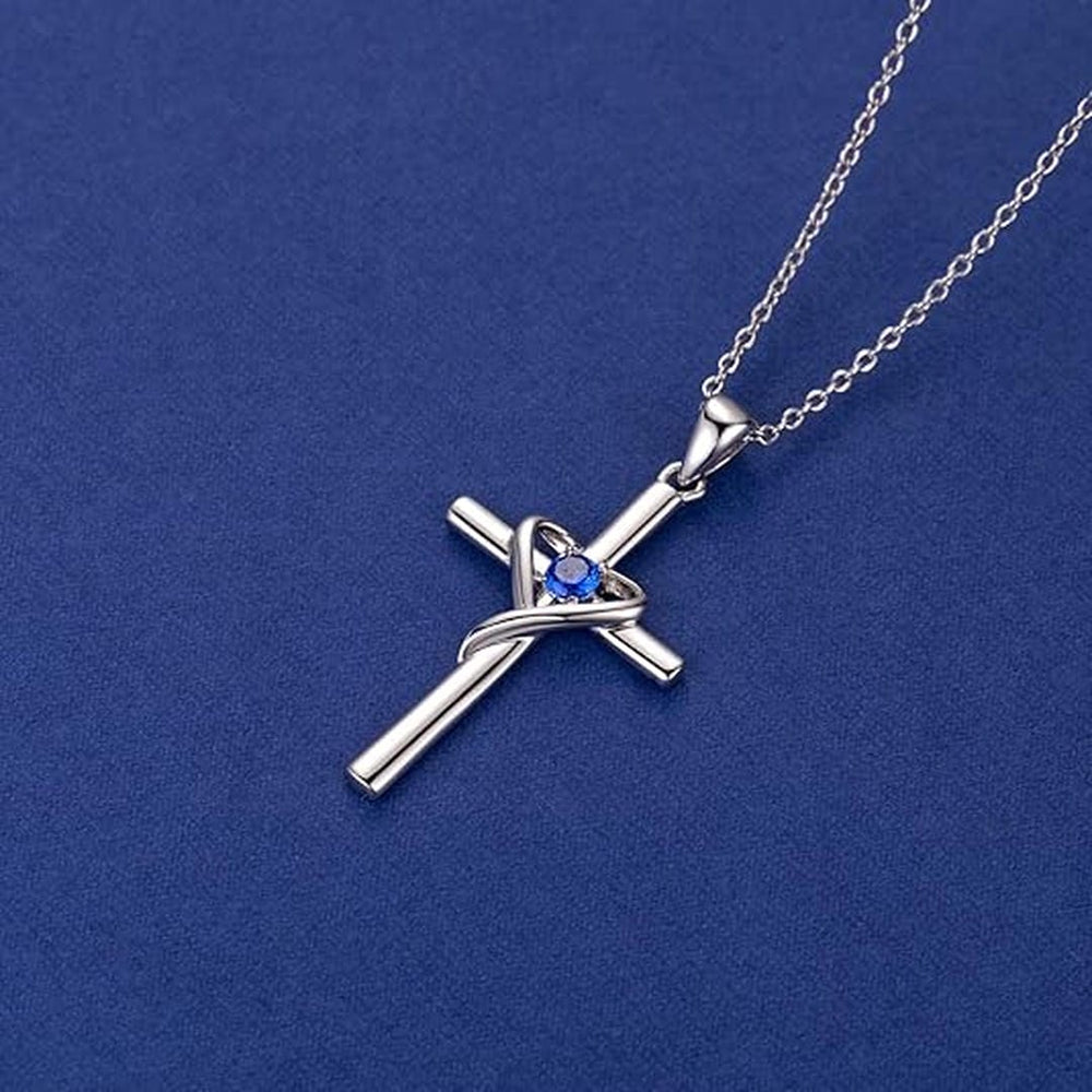 Sapphire Cross White Gold Necklace — image 3