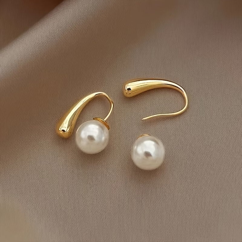 Minimalist Arc Pearl Earrings — image 2