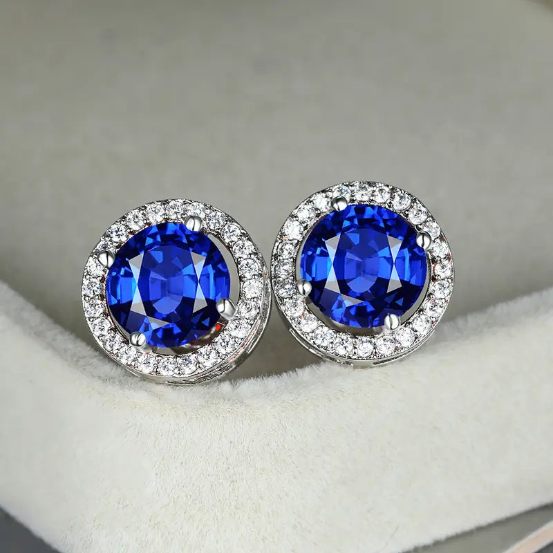 Celestine Blue Sapphire Circle Studs — image 1