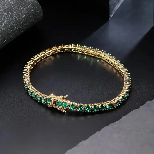 Classic Emerald Gold Tennis Bracelet — image 1