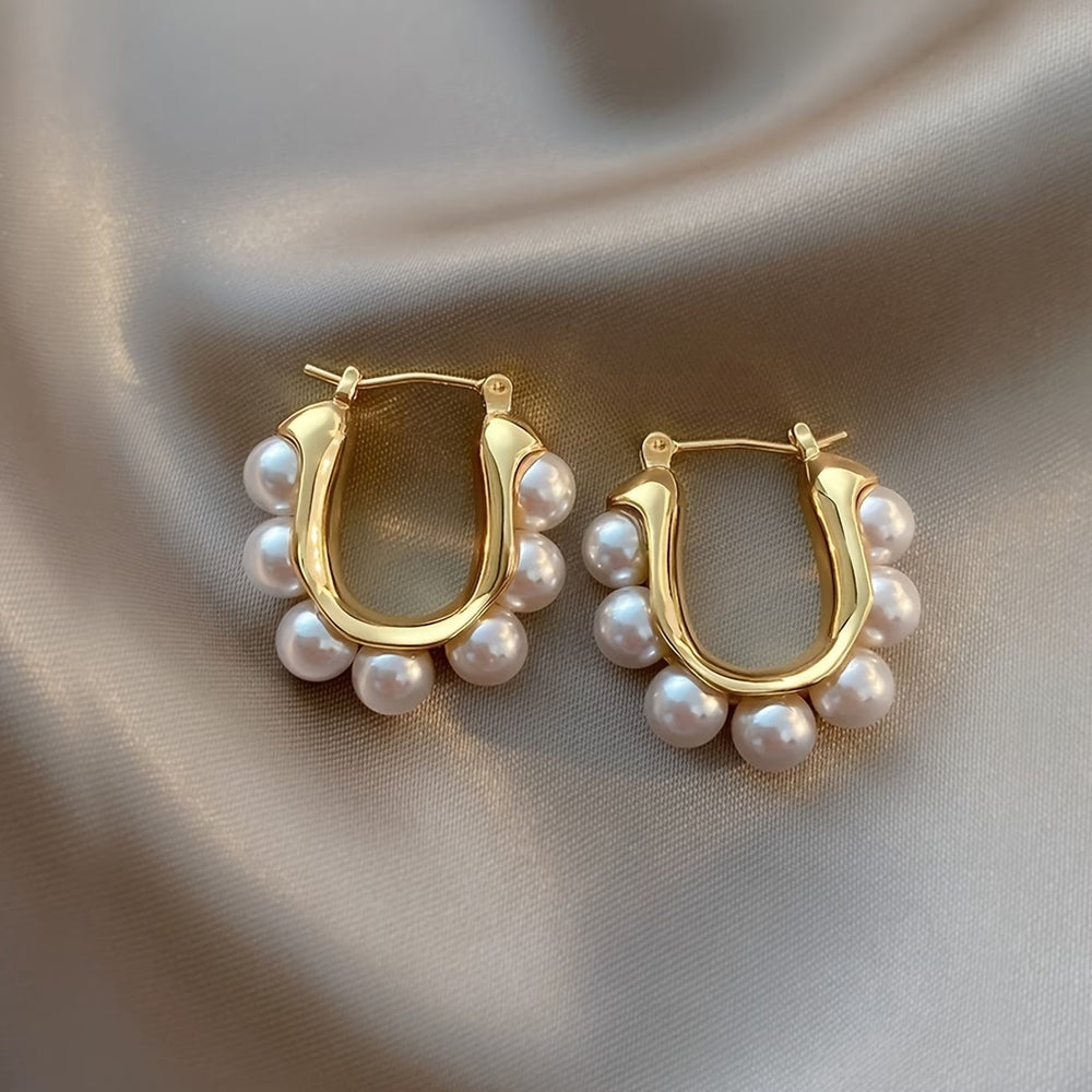 Clustered Pearl Hoop Earrings — image 2