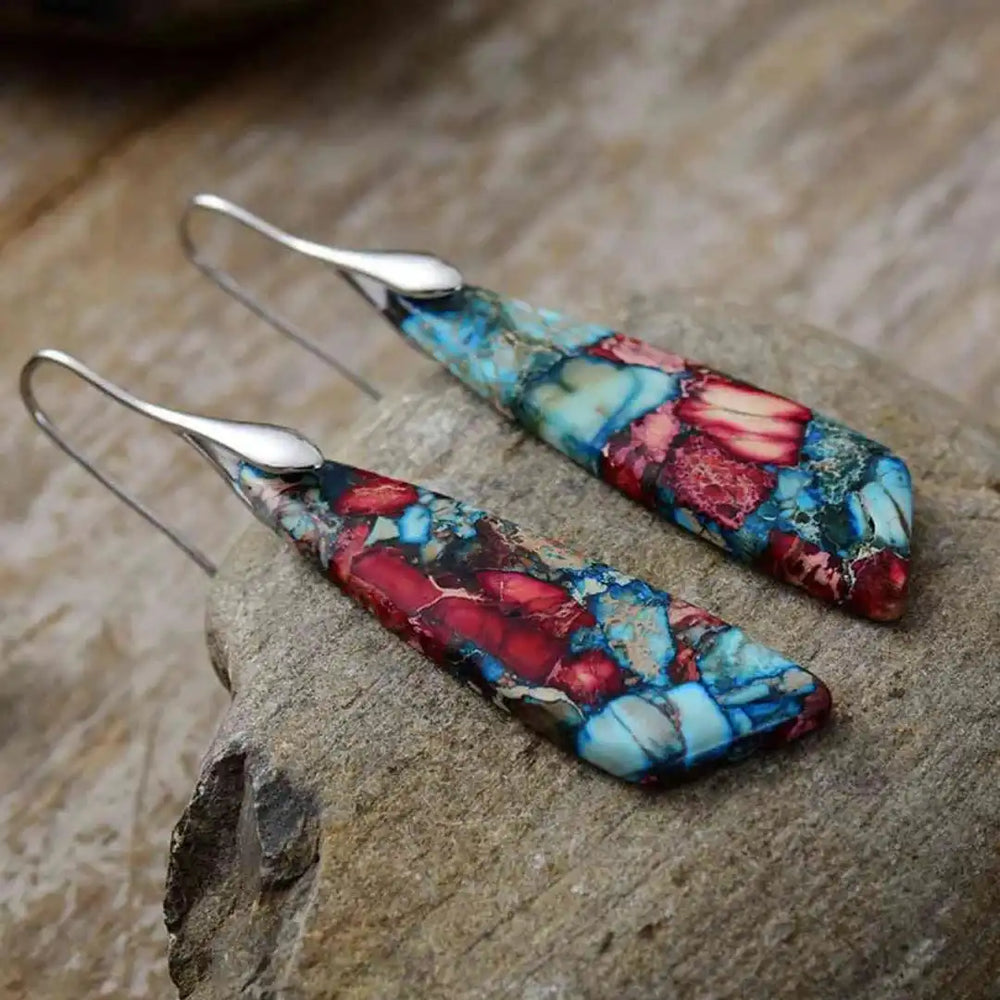Vintage Silver and Gold Colorful Stone Earrings — image 2