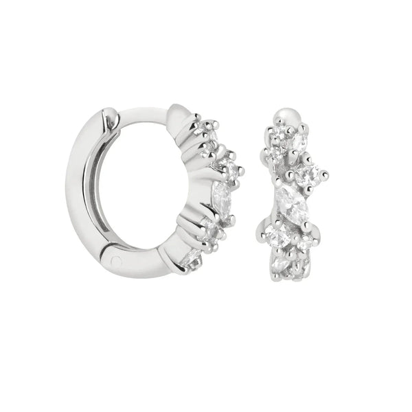 Crystal Cluster White Gold Huggies — image 1