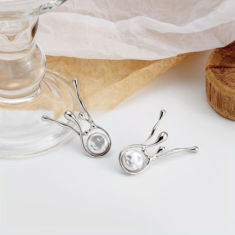 Antique Irregular Silver Pearl Earrings — image 2