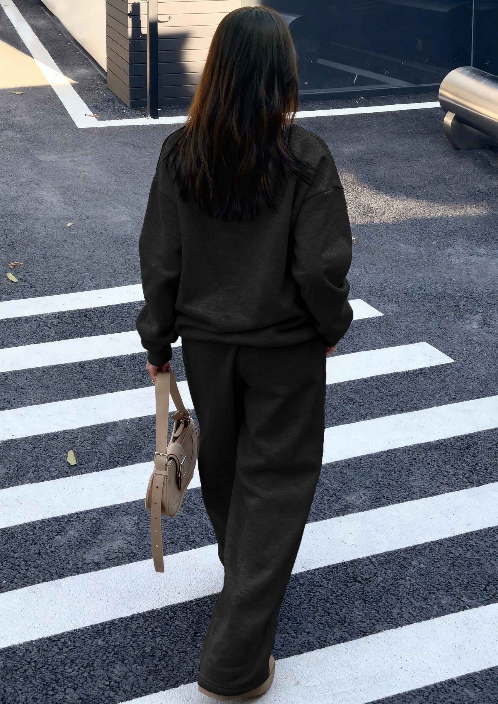 Osonn Casual Winter Two Piece Sets for Women V Neck Sweatshirt Loose Wide Leg Pants Tracksuit Knit Fall Outfits