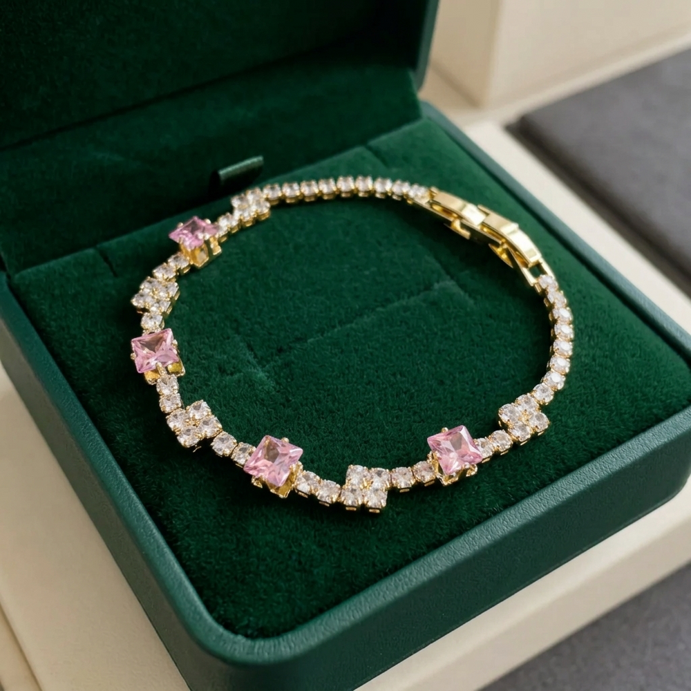 Blush Squares Tennis Bracelet — image 1