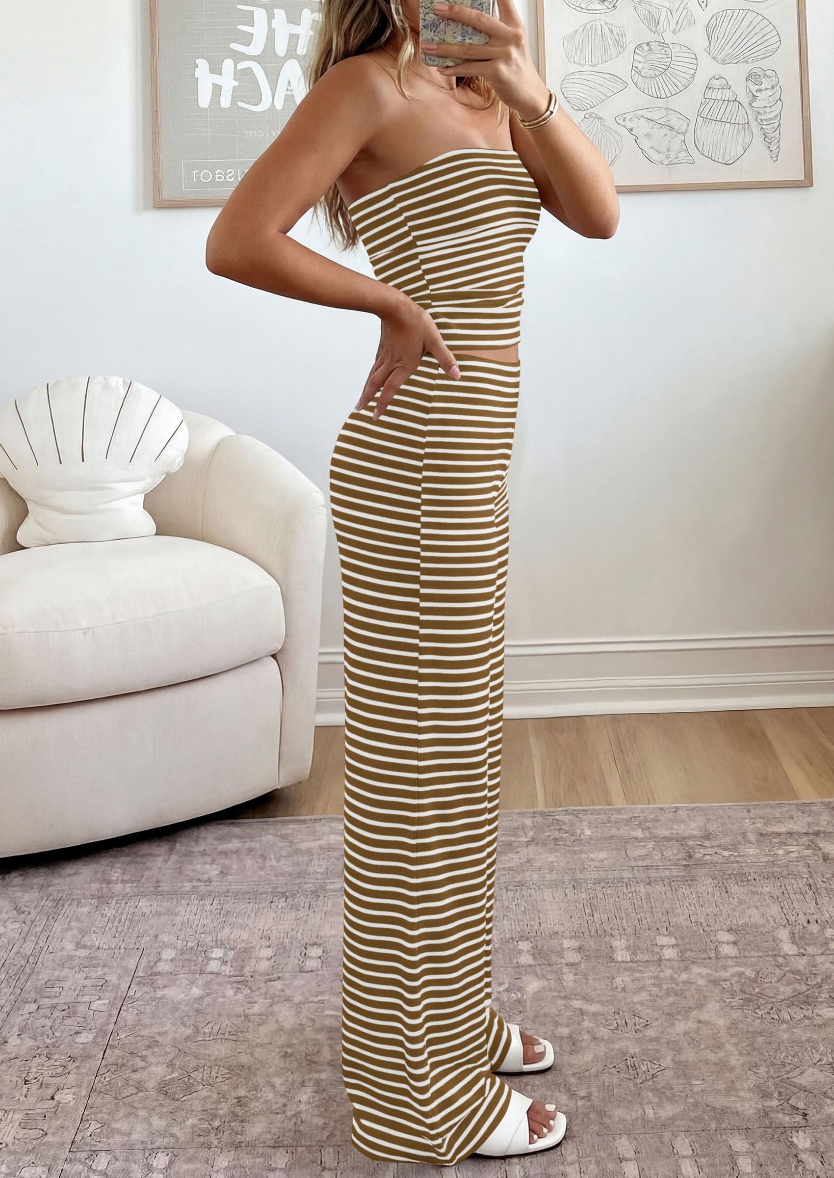 Osonn Summer Sets Women 2 Piece Outfits Matching Striped Loungewear Spring Airport Travel Beach Vacation Clothes