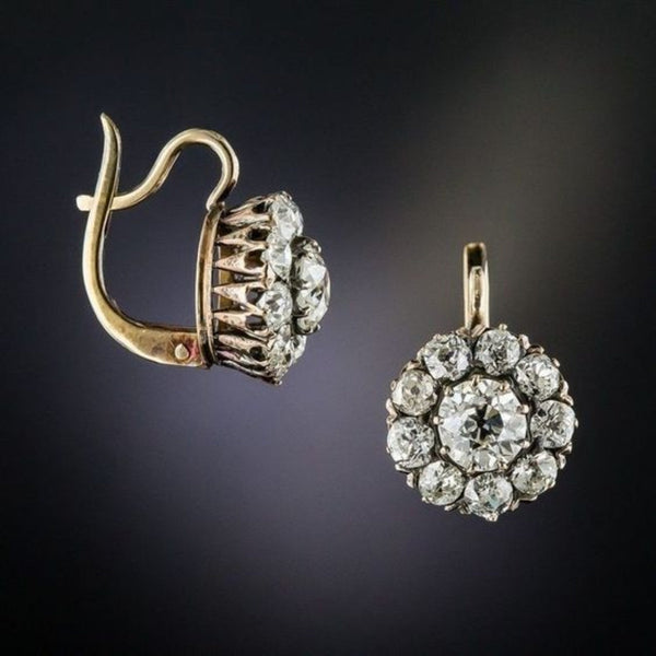 Vintage Inlaid Crystal Gold Earrings — image 1