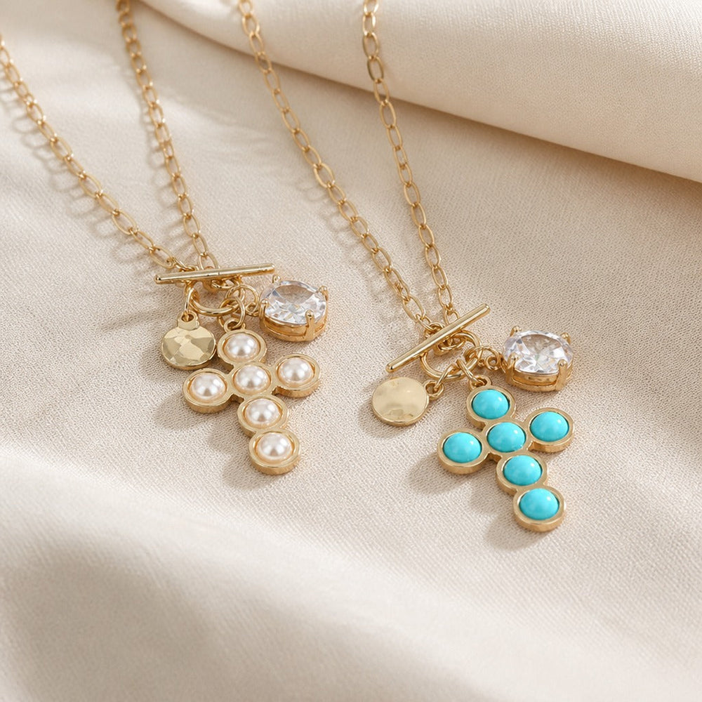 Bohemian Pearl Cross Necklace — image 3