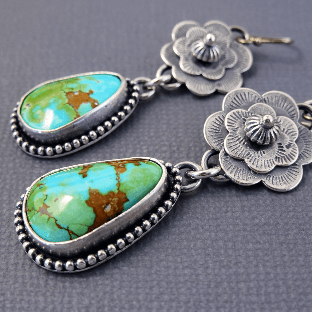Turquoise Floral Drop Earrings — image 1