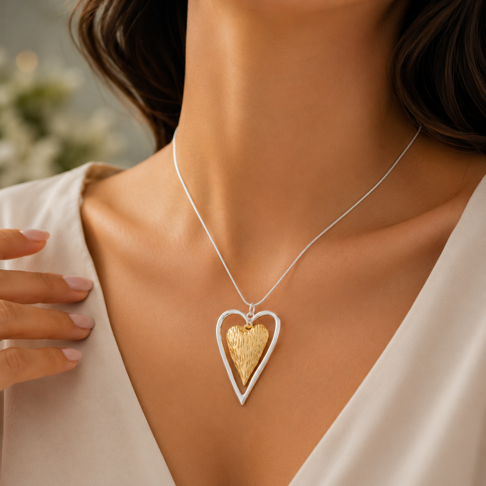 Majestic Gold Silver Heart Necklace — image 2