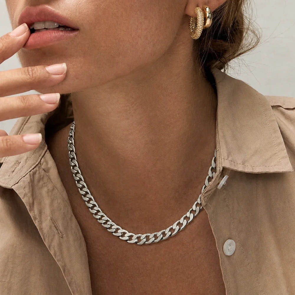 Chunky Cuban Link White Gold Necklace — image 1