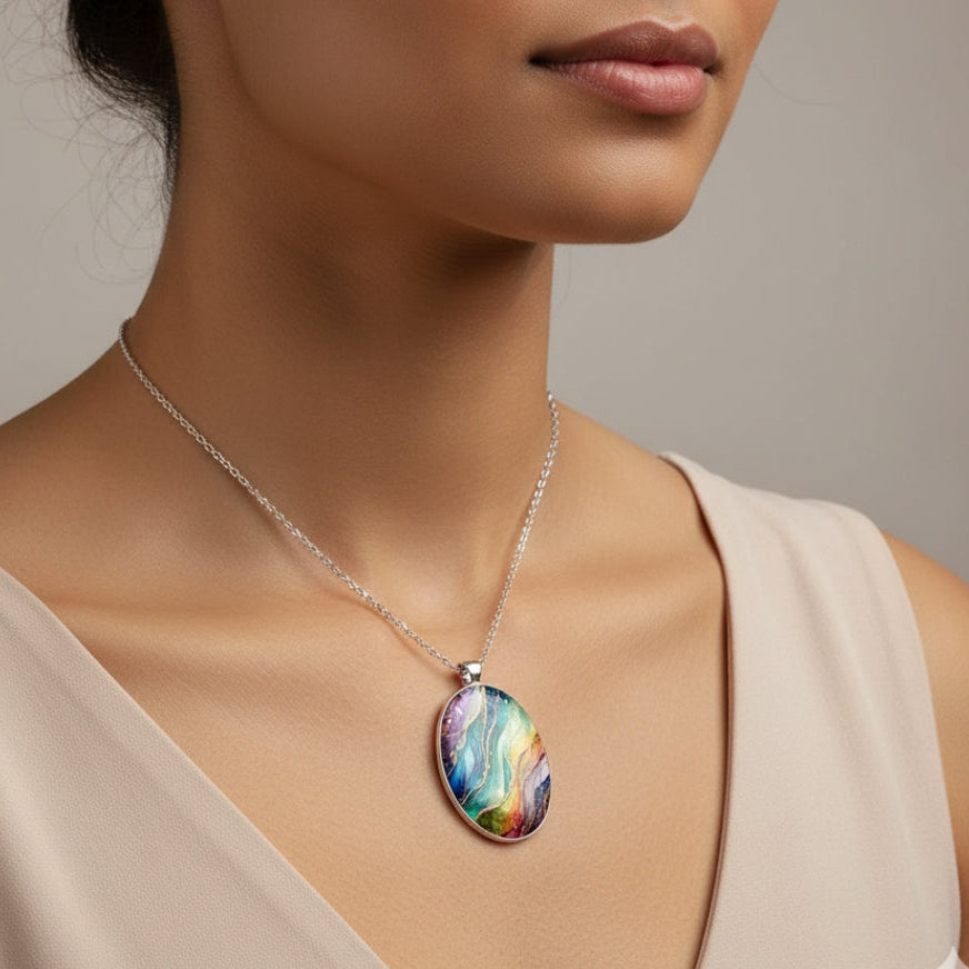 Colorful Round Stone Necklace — image 2