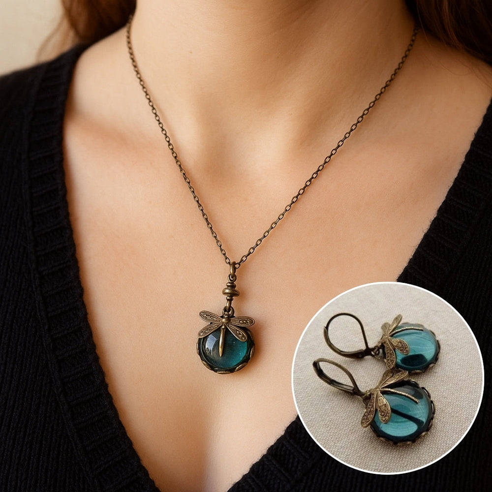 Vintage Dragonfly Necklace Set — image 2