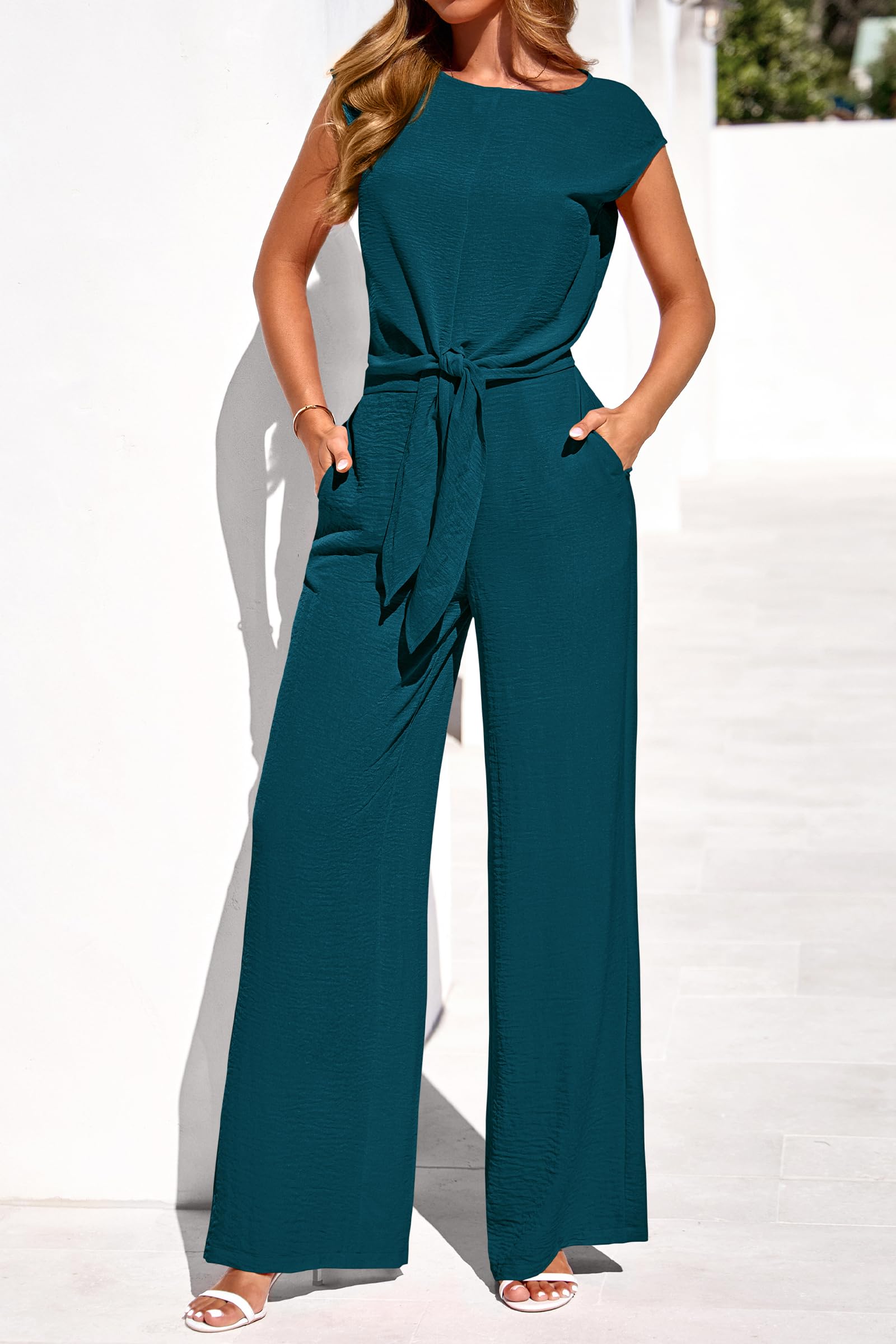 Osonn Women 2 Piece Lounge Sets Casual Summer Outfits Cap Sleeve Strappy Crop Tops Wide Leg Pant Tracksuit