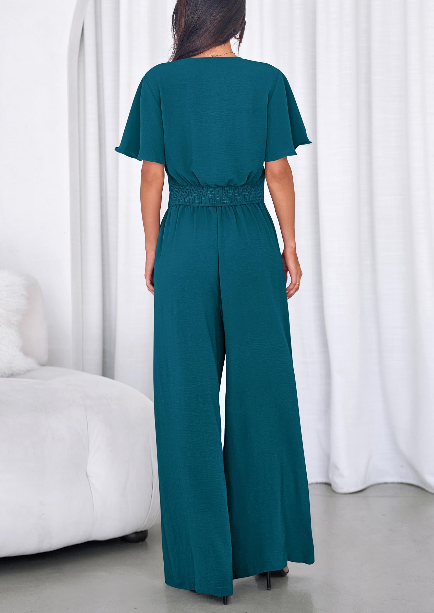 Osonn Women 2 Piece Summer Outfits Short Sleeve Strappy Top Wide Leg Pants Tracksuit Lounge Sets Beach Clothes