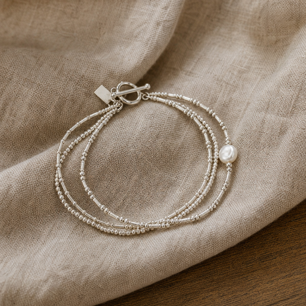 Freshwater Pearl Silver Bracelet Set — image 1