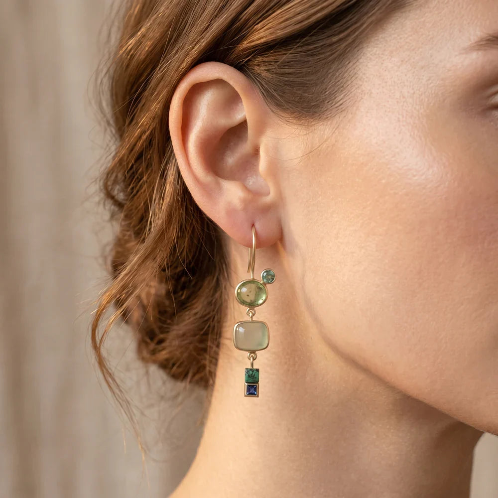 Graceful Green Stone Earrings — image 2