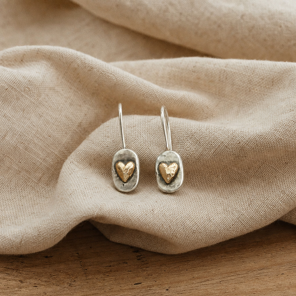 Golden Heart Silver Drop Earrings — image 1