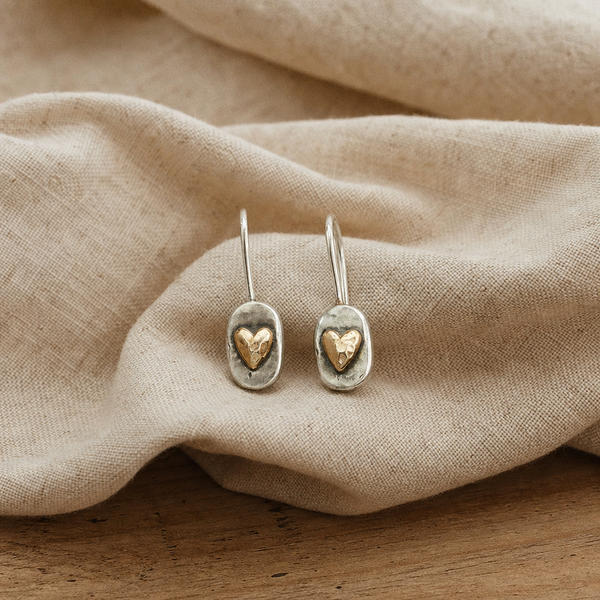 Golden Heart Silver Drop Earrings — image 1
