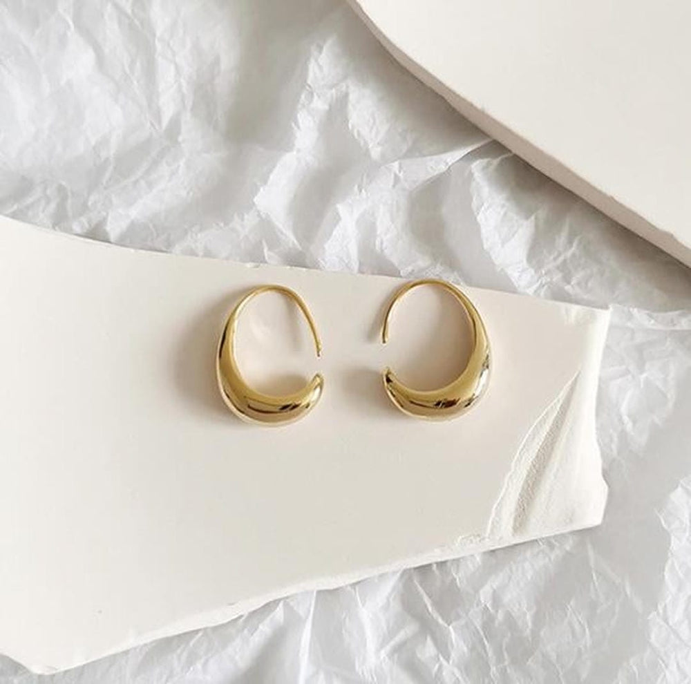Oval Hoop Gold and Silver Earrings — image 1