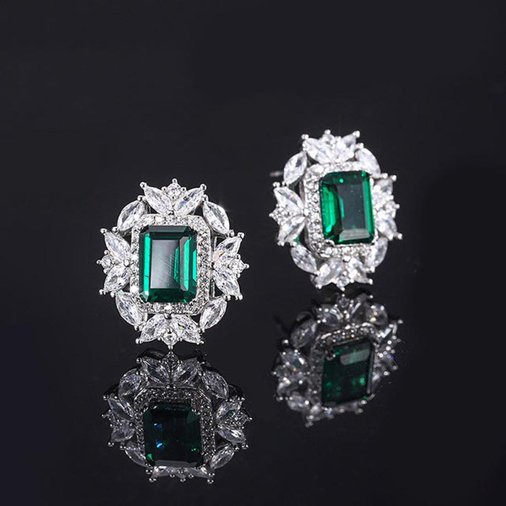 Emerald Crystal Silver Earrings — image 2