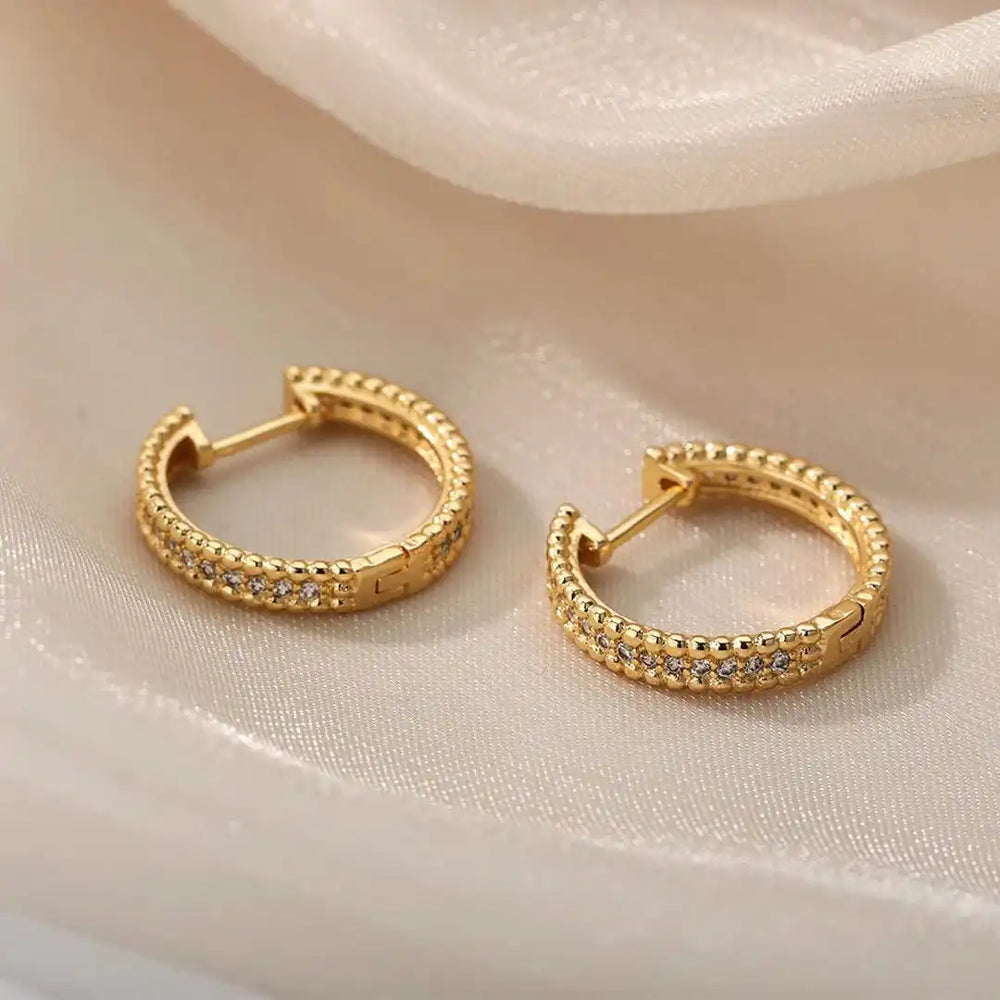 Studded Crystal Hoop Earrings — image 3