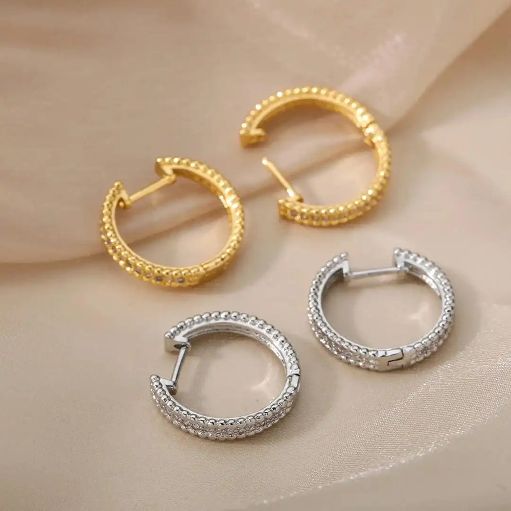 Studded Crystal Hoop Earrings — image 4
