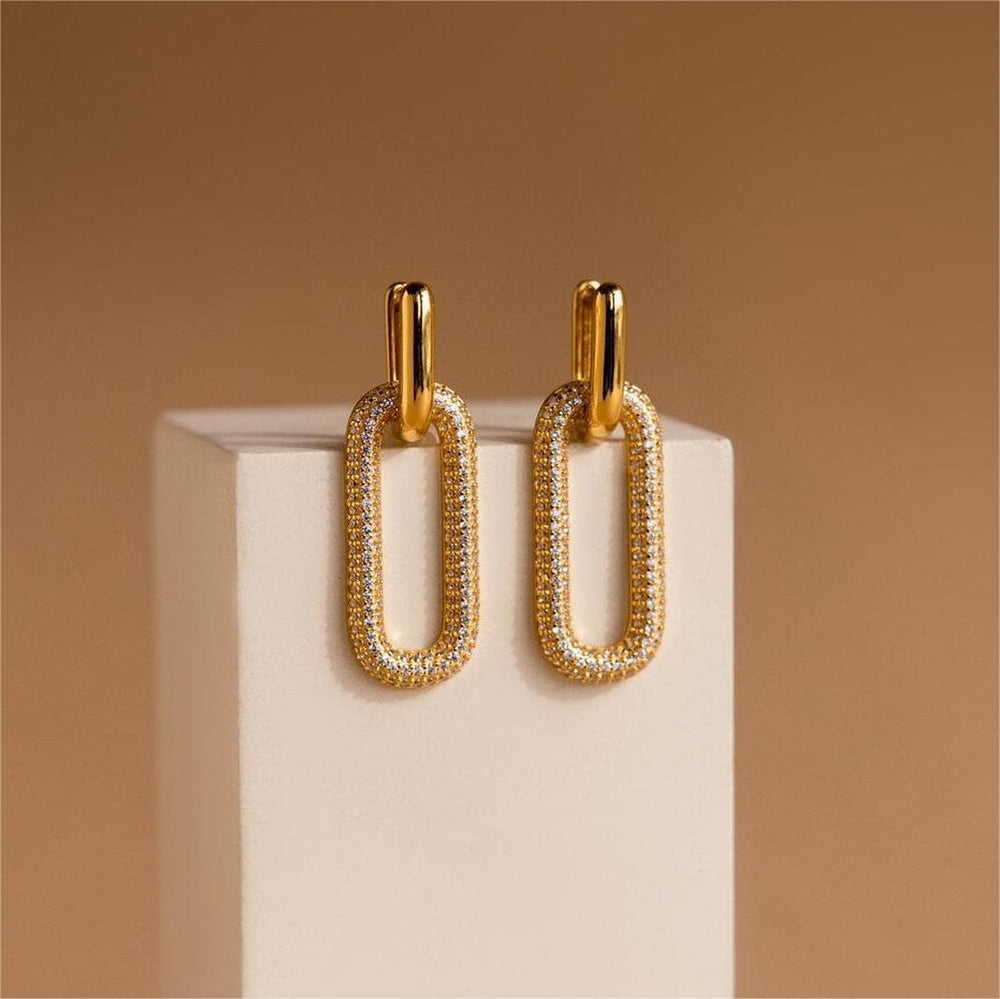 Retro Rhinestone Geometric Hoop Earrings — image 3