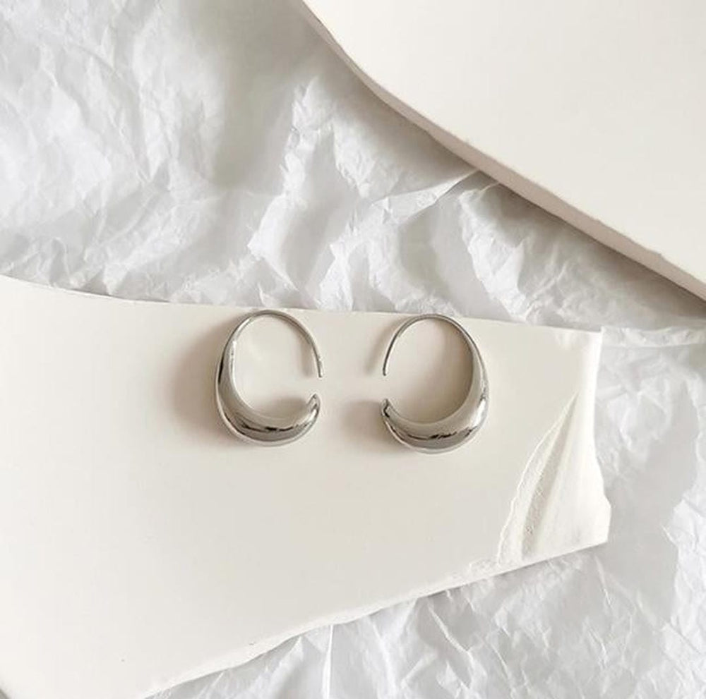 Oval Hoop Gold and Silver Earrings — image 2