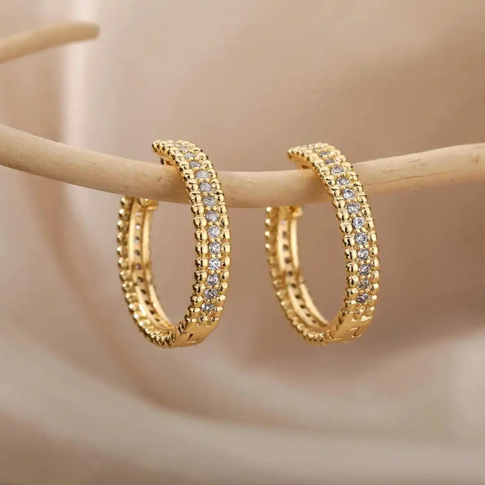 Studded Crystal Hoop Earrings — image 1