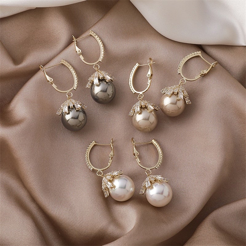 Pearl Drop Hoop Earrings — image 4
