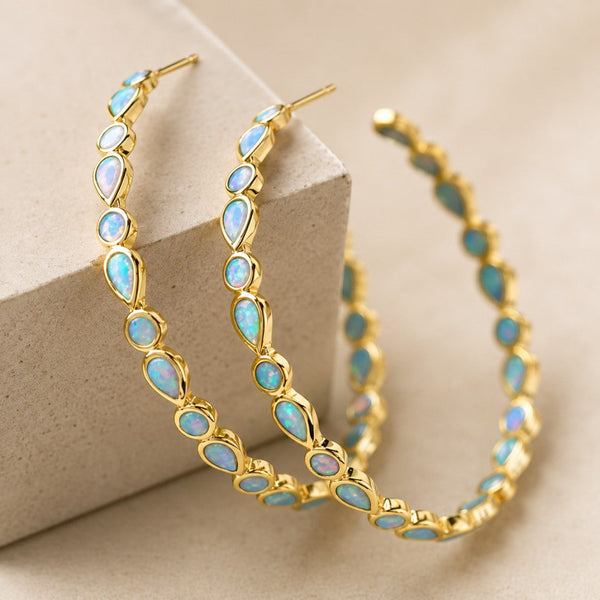 Vintage Blue Opal Gold Earrings — image 1