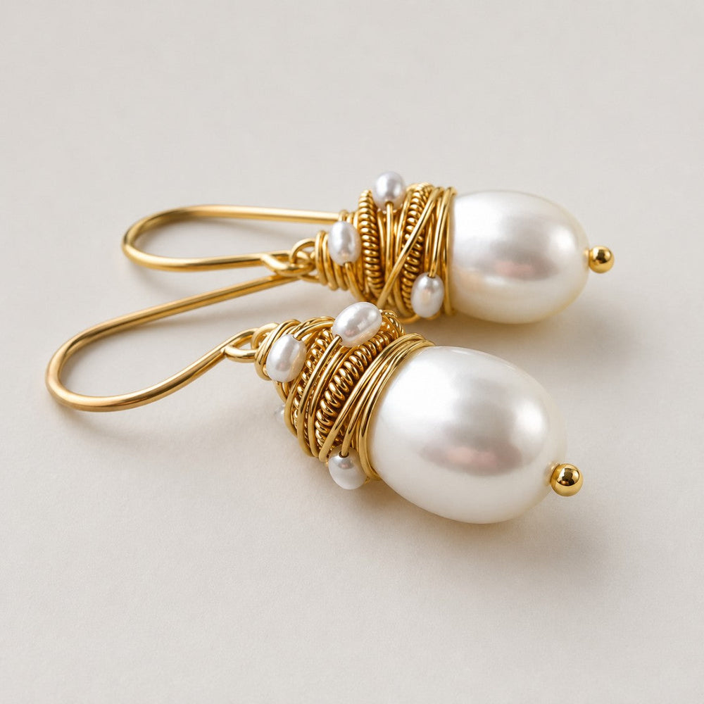Vintage Pearl Golden Threads Earrings — image 1
